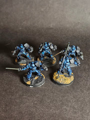 Built and assembled Grey Knight Metal Terminator Squad.

Partially painted and based.