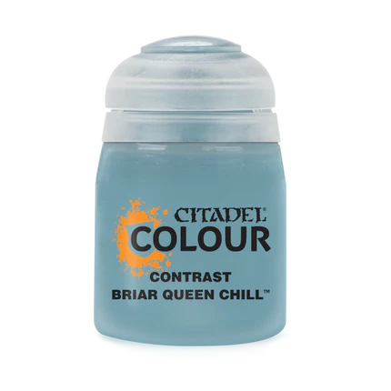 Citadel Contrast Paints: Briar Queen Chill (18ml) is a light blue-green paint from Games Workshop, ideal for miniature painting.