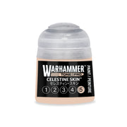 Small Warhammer Tone Pro paint pot labeled Celestine Skin with a numbered scale from one to five at the bottom.