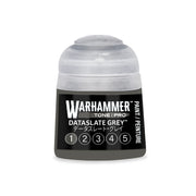 Warhammer Tone Pro grey plastic paint pot with a translucent cap, featuring a row of numbers from one to five.