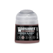 Warhammer Tone Pro paint pot labeled Carmine Blades, featuring a numbered scale from 1 to 5.