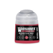 A pot of Warhammer Tone Pro Bloodtoof Red paint featuring a numbered scale from one to five with the number three circled.