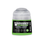 A pot of Warhammer Tone Pro in Lustria Green, featuring a label with the numbers one through five, with the number five circled.