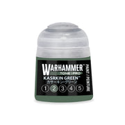 A green Warhammer Tone Pro plastic paint pot labeled Kaskrin Green with a row of numbers from one to five.