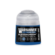 A small Warhammer Tone Pro blue paint pot labeled Blue Gorkshroom, featuring a series of numbered circles from one to five with the number two highlighted.
