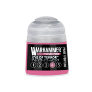 A pot of pink Warhammer Tone Pro hobby paint featuring a translucent cap and a label with the product name and a numbered selection guide.