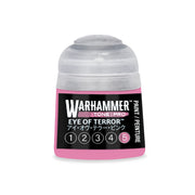 A small pot of Warhammer Tone Pro bright pink paint, featuring a clear cap and a label with the number five highlighted in a circle.