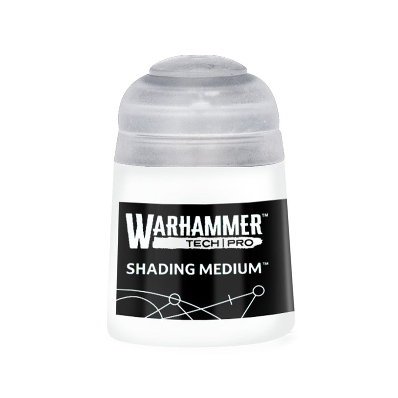Small plastic bottle of Warhammer Tone Pro shading medium with a white base and a translucent cap.