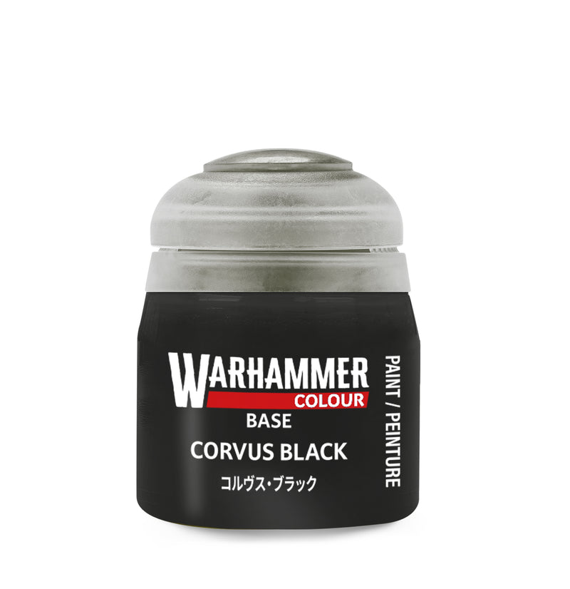 Warhammer Colour Base Paints: Corvus Black (12ml)