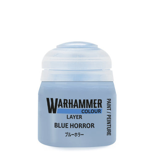 Warhammer paint jar labeled 'Blue Horror' 