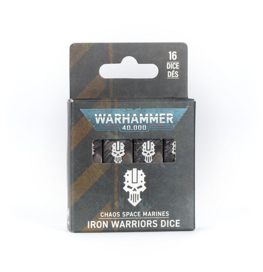 Packaged dice set for 'Warhammer 40,000' with Iron Warriors design 