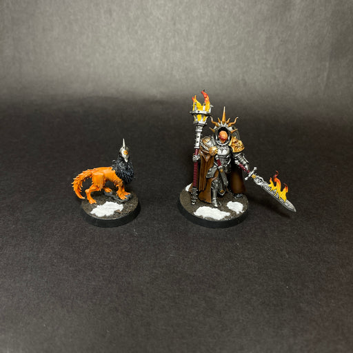 Painted and Based Lord Veritant with Gryph Crow.

Out of Print.

Torch Needs to be Reattached.