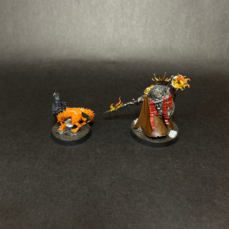 Painted and Based Lord Veritant with Gryph Crow.

Out of Print.

Torch Needs to be Reattached.