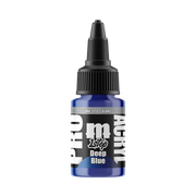A 22ml bottle of Monument Hobbies: Pro Acryl Paint - 1-Step in deep blue, perfect for miniature painting, featuring a black squeeze cap and a white label displaying “1st Step Deep Blue.”.