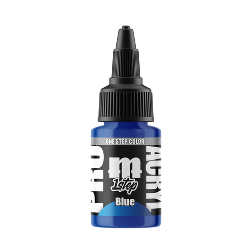 A 22ml bottle of Monument Hobbies Pro Acryl Paint - 1-Step with a black twist cap and white label stands on a white background.
