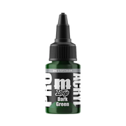 The 22ml Monument Hobbies Pro Acryl Paint - 1-Step in dark green has a black twist cap, white text on its label, and vibrant color.
