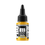 A 22ml bottle of Monument Hobbies: Pro Acryl Paint - 1-Step in Warm Yellow with a black dropper cap on a white background.
