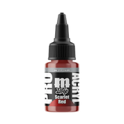 A 22ml bottle of Monument Hobbies: Pro Acryl Paint – 1-Step in Scarlet Red, featuring a black nozzle cap and a white-and-black label with bold lettering, displayed against a plain white background. This paint provides a vibrant color finish.