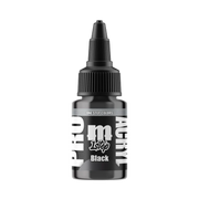 A small black bottle labeled Monument Hobbies: Pro Acryl Paint - 1-Step (22ml) with a twist cap, used for vibrant model paint in miniature painting, is shown on a plain white background.