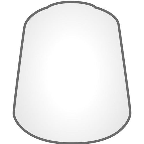 A simple illustration of a white, slightly tapered lampshade with a gray outline on a plain background—ideal for trying painting techniques using Citadel Scenery & Technical Paints: Lahmian Medium (24ml).