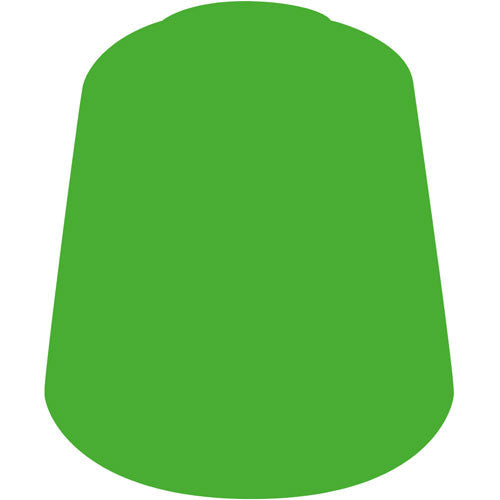 A simple green shape with smooth, rounded edges on a white background—evoking the effect of Citadel Tesseract Glow paint.