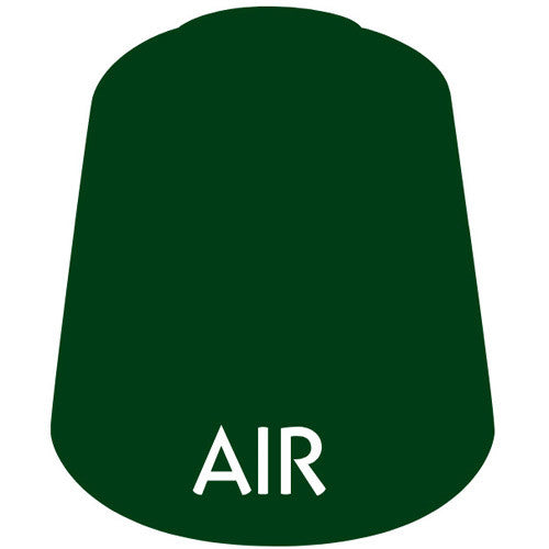 A solid dark green trapezoidal cylinder, shaded like Citadel Air Paints: Caliban Green (24ml), with "AIR" in white at the bottom center.