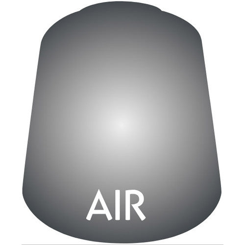 A gray, gradient, dome-shaped object labeled "AIR" in white capitals resembles the finish of Citadel Air Paints: Leadbelcher (24ml).