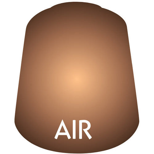 A brown, glowing lampshade featuring "AIR" in bold white letters near the bottom center, evoking Citadel Air Paints: Balthasar Gold (24ml), set against a plain white background.