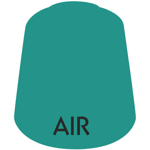 Citadel Air Paints: Temple Guard Blue (24ml) features a teal, bell-shaped bottle labeled "AIR" in black near the base.