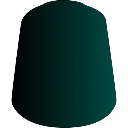 Citadel Contrast Paints: Dark Angels Green (18ml) is ideal for miniature painting, shown as a dark green cone with flat base and rounded top against a white background.
