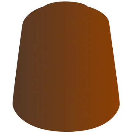 A simple illustration of a brown, cylindrical object with a wider base and rounded top, resembling the 18ml Citadel Contrast Paints: Gore-Grunta Fur—ideal for miniature painting or demonstrating Contrast paint techniques.