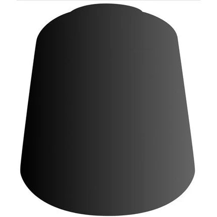 A solid black truncated cone silhouette on white, ideal for testing Citadel Contrast Paints: Black Templar (18ml) in miniature painting or experimenting with Games Workshop paint techniques.