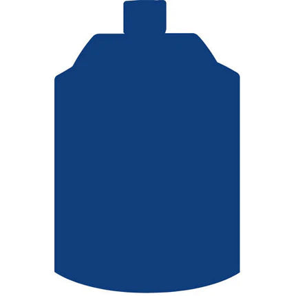 A simple blue canister with a round bottom and centered cap is shown against a white background. Product: Citadel Spray Paints: Macragge Blue (400ml)—ideal for undercoating or basing models.