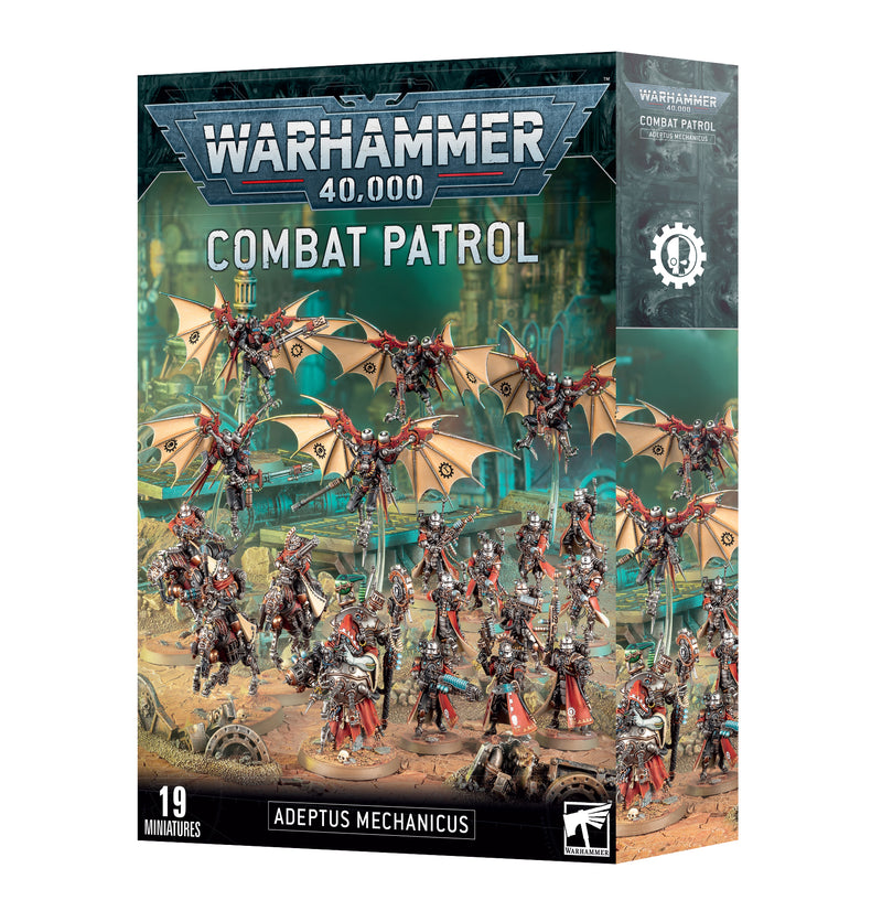 Warhammer 40k: Combat Patrol Adeptus Mechanicus box includes 19 detailed sci-fi miniatures for building your army.
