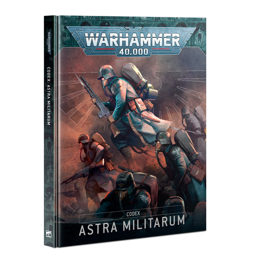 Warhammer 40k: Astra Militarum - Codex (2025) book featuring illustrated Astra Militarum soldiers in futuristic armor and weapons advancing on the cover.
