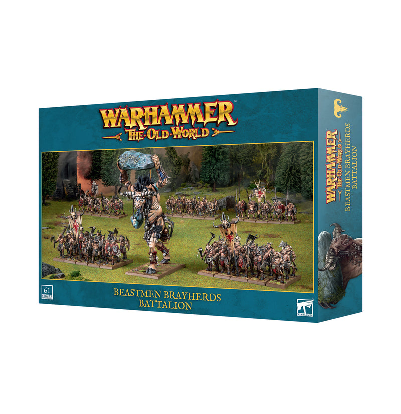 Warhammer The Old World: Beastmen Brayherds - Battalion by Games Workshop, painted Beastmen miniatures in forest scenery.