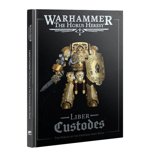 Product: Horus Heresy: Legio Custodes - Liber Custodes
This 120-page hardback book contains:
–&nbsp;Background and lore:&nbsp;A deep dive on the Talons of the Emperor, including the Legio Custodes, Anathema Psykana, and Divisio Assassinorum.
–&nbsp;Rules and unit profiles:&nbsp;A guide to army building, plus rules for units, weapons, and Wargear available to the Legio Custodes in Warhammer: The Horus Heresy.
–&nbsp;Detachments:&nbsp;Rules for five Detachments for the Legio Custodes: Moritoi Convocation, Hyk