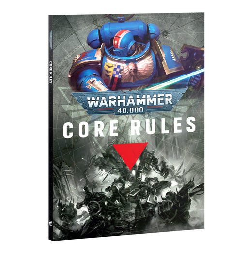 The Warhammer 40k: Core Rules (11th Ed) cover shows a blue-armored Space Marine with a glowing sword in an epic battle.
