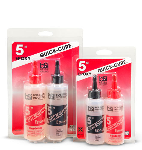 Two packages of 5M Quick-Cure Epoxy with bottles inside on a white background