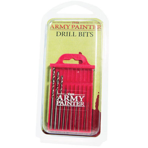 A plastic package contains Army Painter: Drill Bits in a red holder, labeled "Army Painter: Drill Bits" on a yellow background.