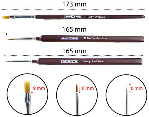 The Army Painter: Hobby Starter Brush Set (3) includes Drybrush, Standard, and Small Detail brushes for miniature painting.