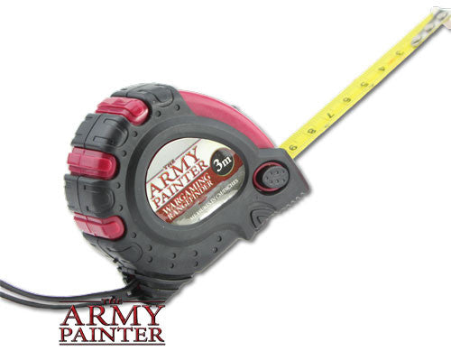 The Army Painter: Rangefinder Tape Measure, black and red with branding, is partially extended on white. 3-meter length. Logo bottom left.