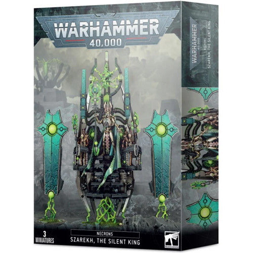 Warhammer 40k: Necrons - Szarekh, the Silent King box by Games Workshop features detailed artwork and the Warhammer 40,000 logo on the packaging.
