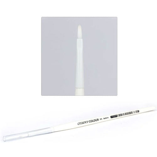 The Citadel STC Base Brush (Medium) features a synthetic tip for precise detailing, shown on white with the brush head close up.
