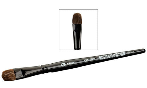 The Citadel Large Shade Brush has a black handle and brown bristles, labeled SHADE and CITADEL, shown in full and close-up.