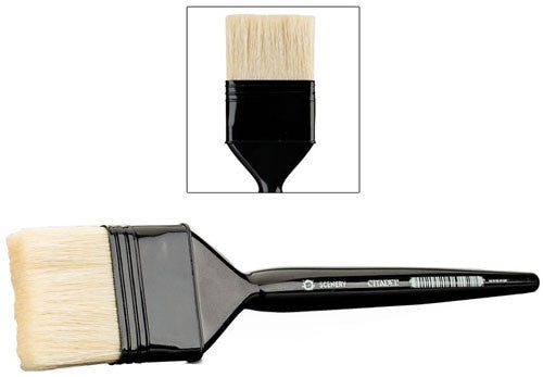 The Citadel Large Scenery Brush by Games Workshop has light bristles, a black handle, and an inset image shows the front view.