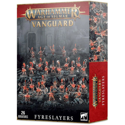 Warhammer Age of Sigmar: Vanguard - Fyreslayers box by Games Workshop includes 26 Vulkite and Hearthguard Berzerkers.