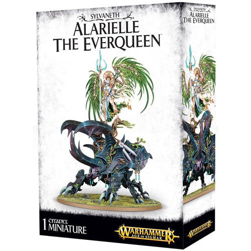 Warhammer Age of Sigmar: Sylvaneth - Alarielle the Everqueen Citadel miniature, showing her on a vibrant-winged insect base.